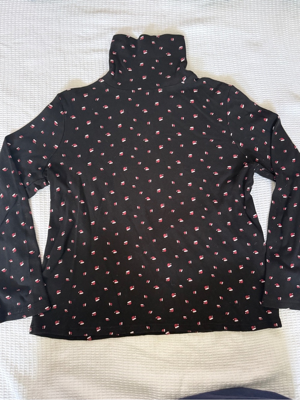 Adorable Black Turtleneck Long Sleeve Top with Pink Dot Print